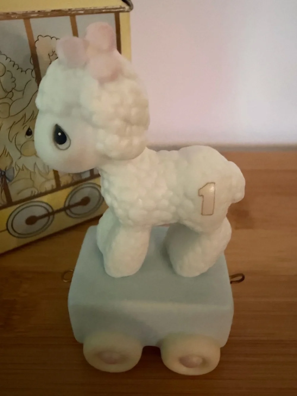 Enesco Precious Moments Happy Birthday Little Lamb Age 1 Train Figurine. 1985